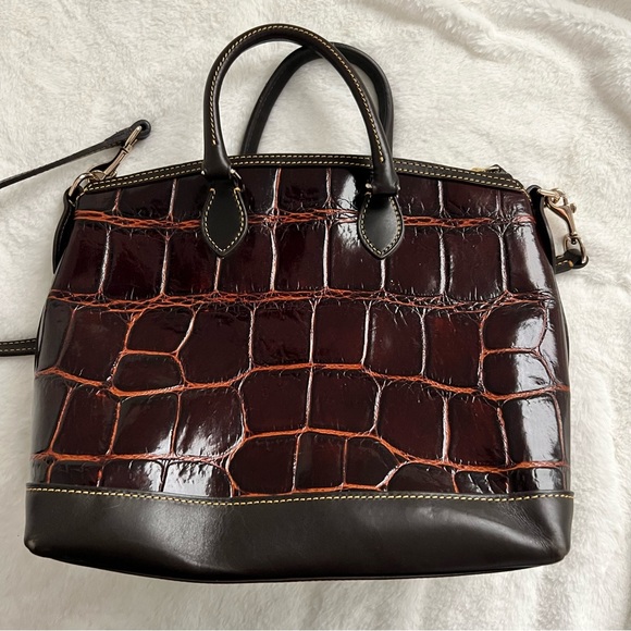 NWOT Dooney & Bourke Croco Satchel Handbag Brown T Moro Biscuit - Picture 5 of 11